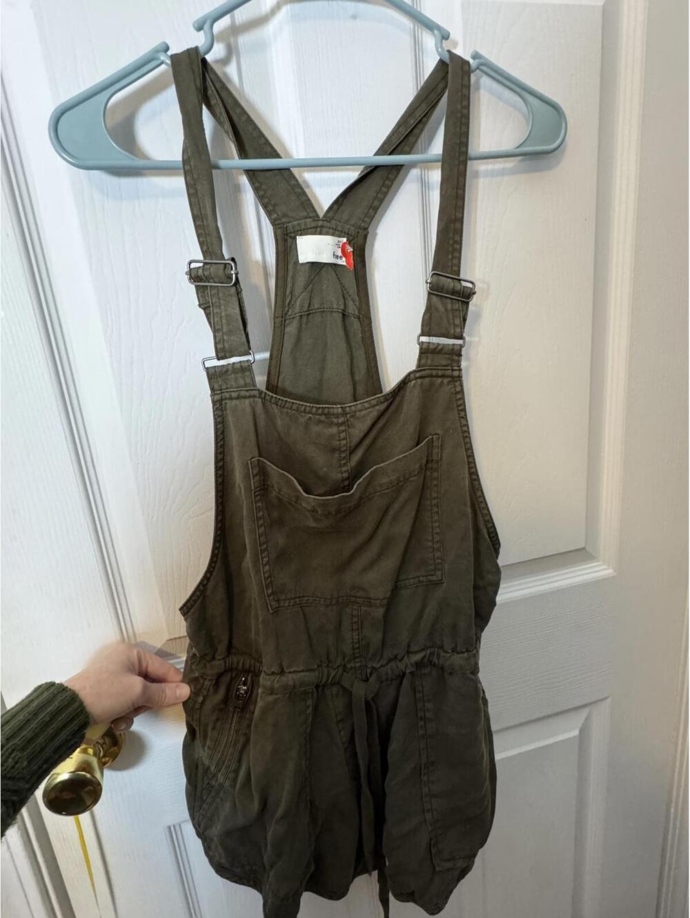 Wilfred Free Olive Green Overall Shorts Romper XXS